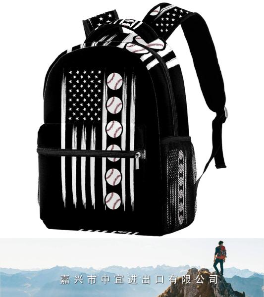 Baseball American Flag Backpack, School Bag