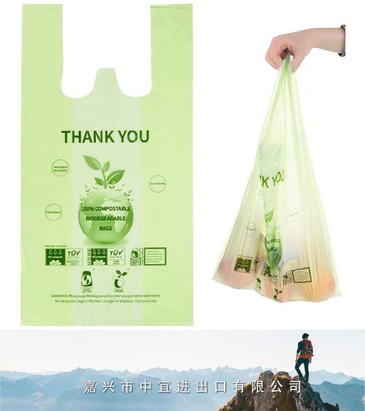 Biodegradable T-Shirt Bags, Recyclable Thank You Shopping Bags