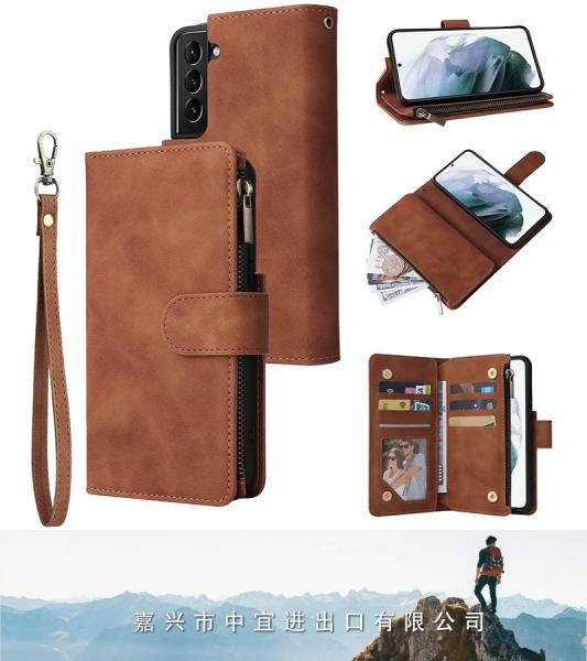 Cellphone Wallet Case, PU Leather Zipper Folio