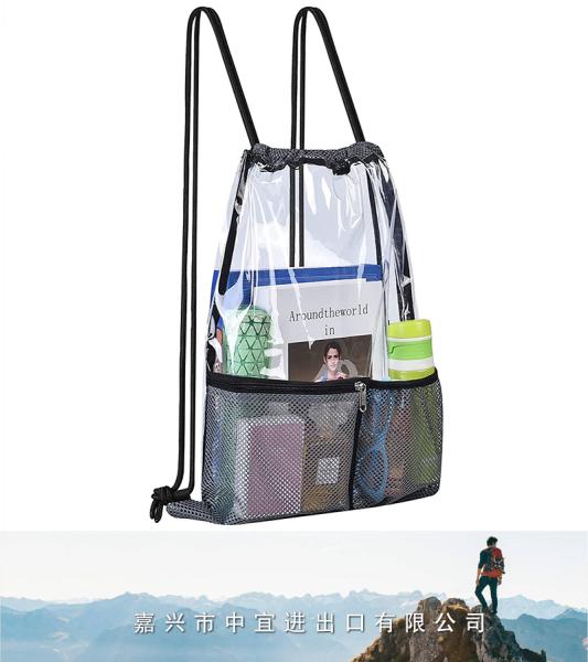 Clear Drawstring Bag, Large PVC Drawstring Backpack