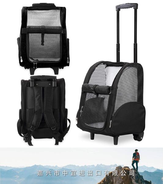 Deluxe Backpack, Pet Travel Carrier with Double Wheels