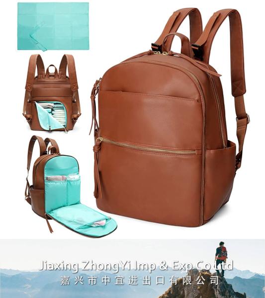 Diaper Bag Backpack, Leather Baby Bag