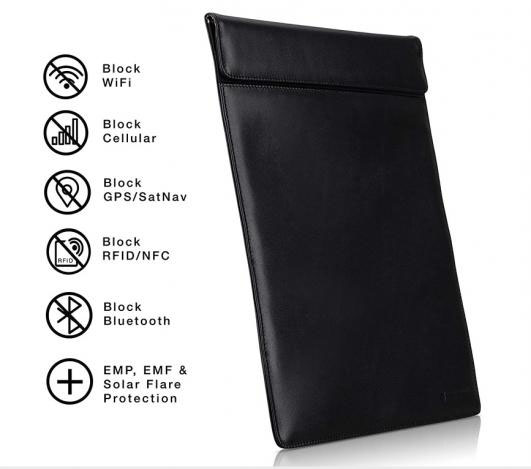 Faraday Bag Tablet Sleeve Leather or Waterproof Nylon Signal Blocking Device Shielding for iPad