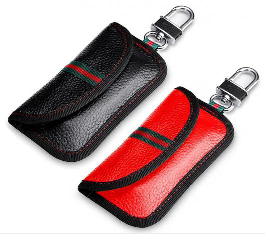 Faraday Bag for Car Key Fob, Genuine Leather Car Key RFID Signal Blocking Pouch Keyless Signal Block Key Case for Car Security