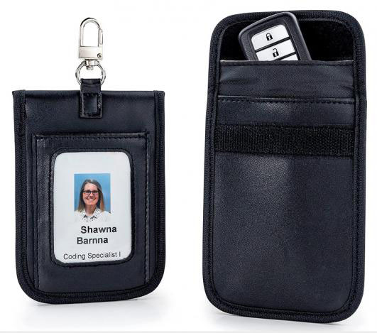 Faraday Pouch for Car Key Fob Protector with ID Card Holder, Keyless Signal Blocking Black Bag, Anti-Theft, Anti-Spying Bag, RFID Blocker