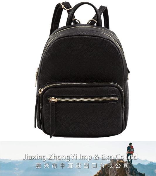 Faux Leather Mini Backpack, Casual Daypack