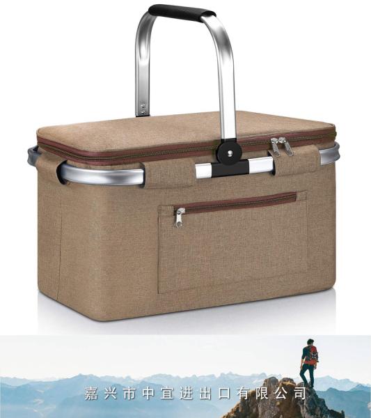 Foldable Insulated Picnic Basket, Wine Picnic Basket