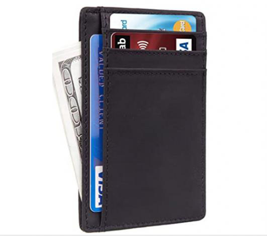 Front Pocket Minimalist Leather Slim Wallet RFID Blocking