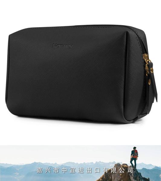 Large Vegan Leather Makeup Bag, Travel Cosmetic Organizer