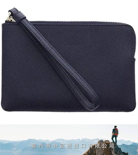 Leather Corner Zip Wristlet