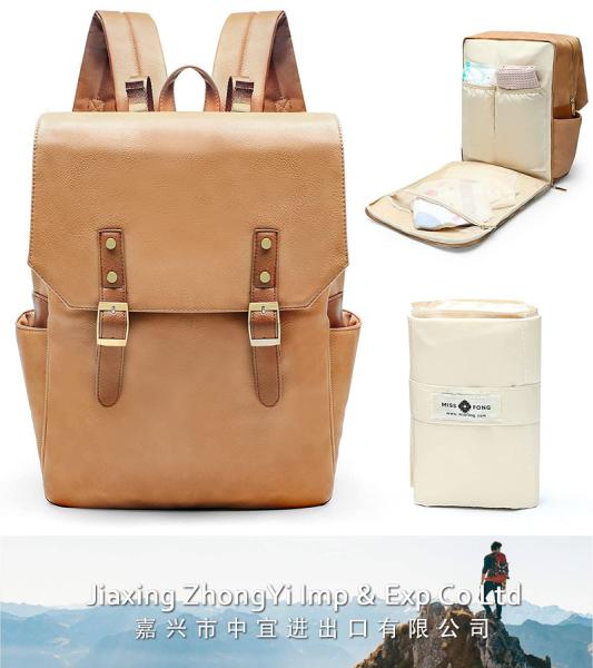 Leather Diaper Bag Backpack, Baby Diaper Bag