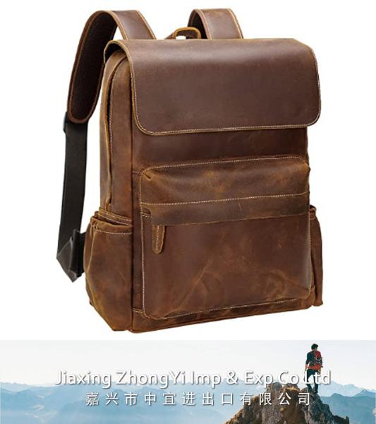 Leather Laptop Backpack, Travel Bag, School Bag
