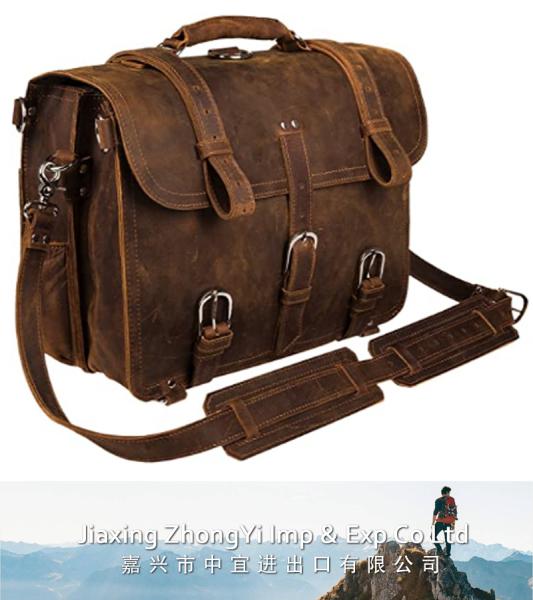 Leather Messenger Bag, Men Briefcase