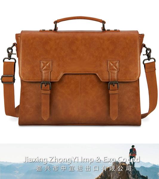 Leather Messenger Bag, Waterproof Laptop Briefcase