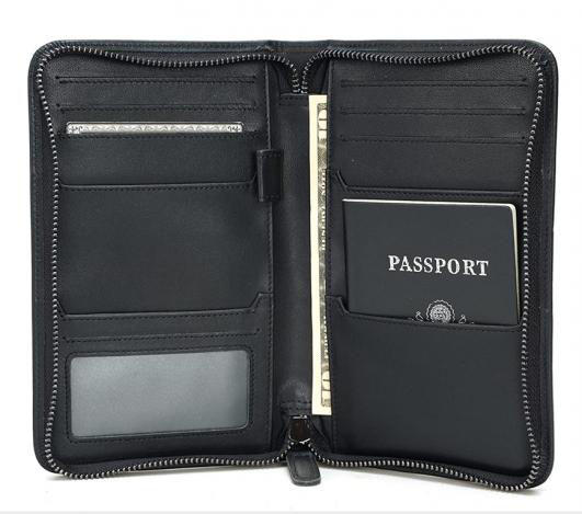 Leather Passport Holder Cover Case for Men RFID Blocking Travel Wallet Holds 4 Passports