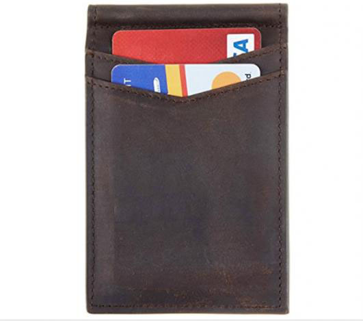 Leather RFID Blocking Slim Front Pocket Wallet Money Clip
