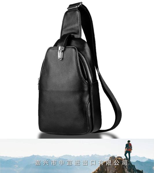 Leather Sling Backpack, Chest Crossbody Shoulder Bag