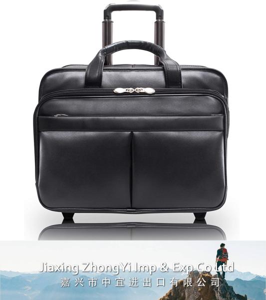 Leather Wheeled Laptop Briefcase
