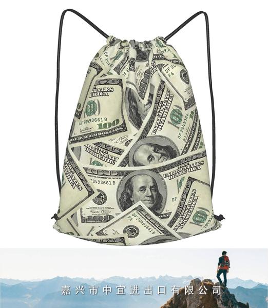 Money Drawstring Backpack, Waterproof String Bag