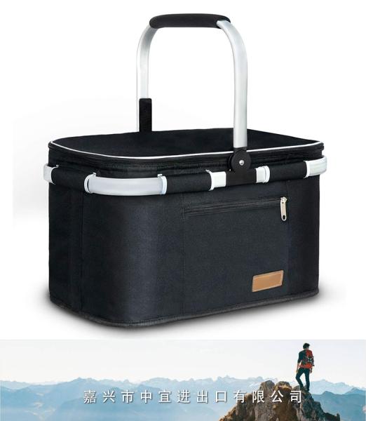Picnic Basket Shopping Bag, Travel Camping Grocery Bag