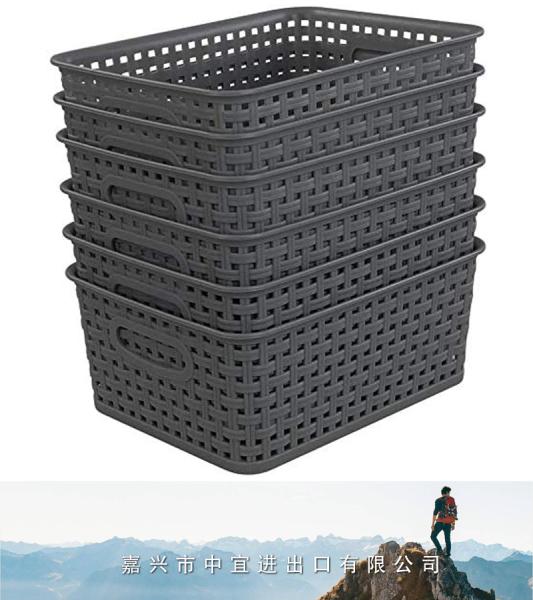 Plastic Weave Wicker Storage Baskets