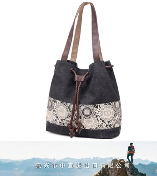 Printing Canvas Shoulder Bag, Casual Hand Bag