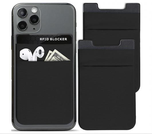 RFID Blocking Adhesive Phone Pocket Wallet Fits Most of Phones and Cases, Holds Credit Cards, Cash, Driving License, Earphones