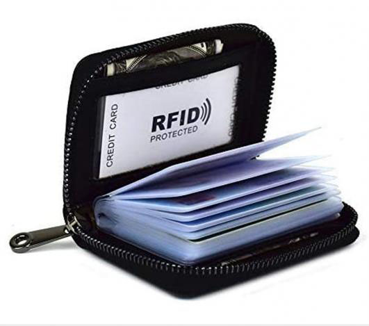 RFID Blocking Credit Card Holder Genuine Leather Wallets