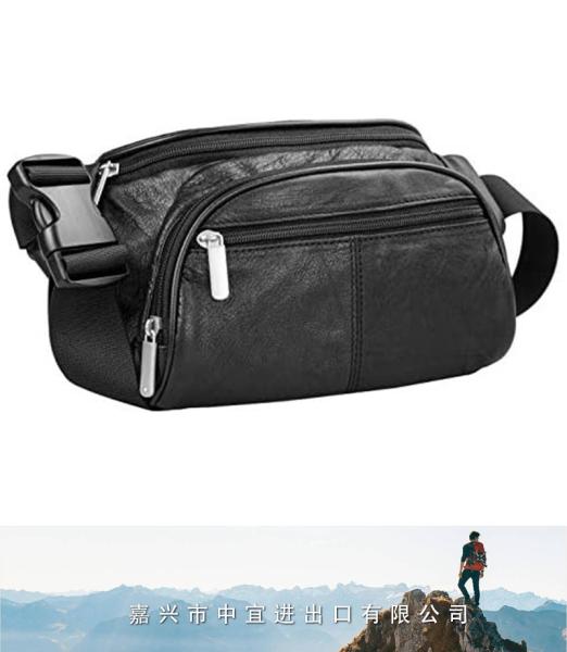 RFID Blocking Leather Waist Pack, Faraday Money Belt Bag