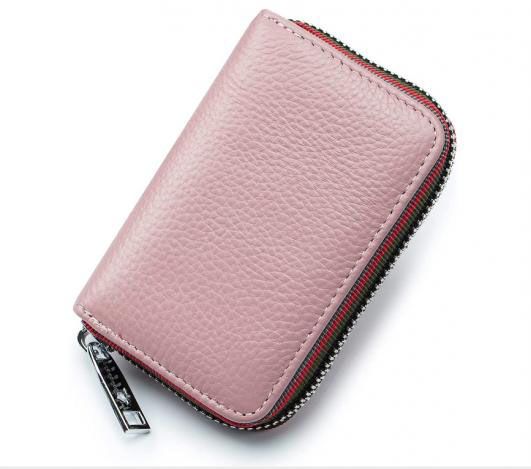 RFID Credit Card Holder For Women Men Small Zipper Leather Card Wallet