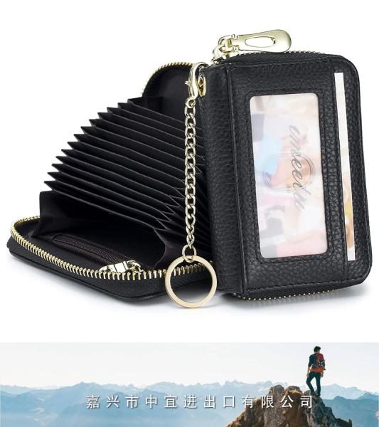 RFID Credit Card Holder, RFID Leather Zipper Card Case