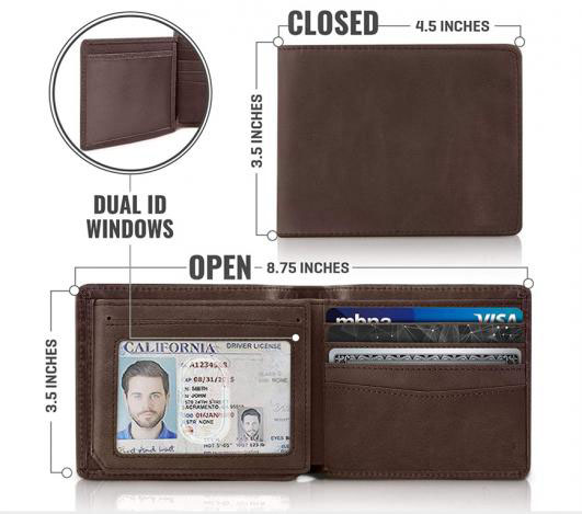 RFID Wallet for Men, Bifold Top Flip, Extra Capacity Travel Wallet