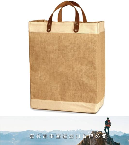 Reusable Jute Bag, Burlap Grocery Bag