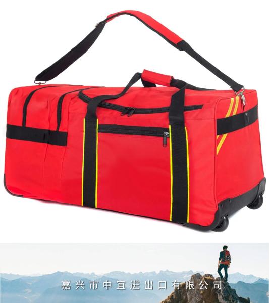 Rolling Firefighter Gear Bag, Fireman Equipment Duffel