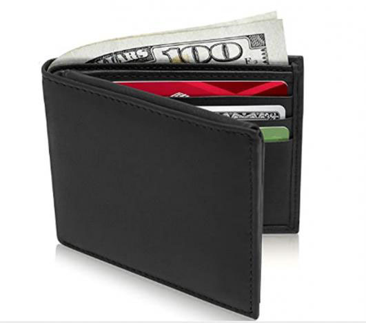 Slim Leather Bifold Wallets Mens Wallet RFID Blocking Card Holder