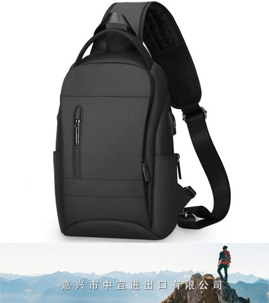 Sling Crossbody Bag, USB Charging Chest Pack