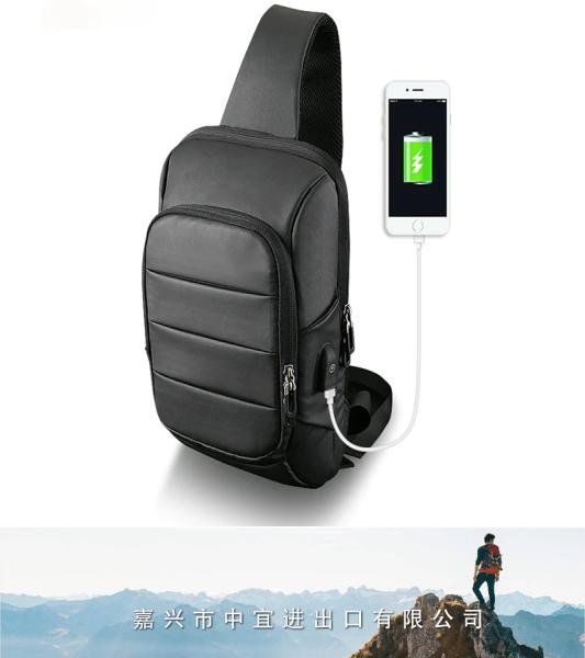 Sling Crossbody Bag, USB Charging Shoulder Bag