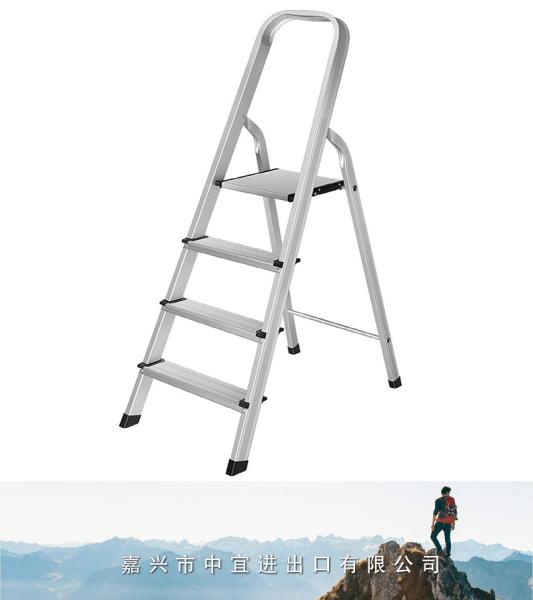 Step Ladder, 4 Tread Aluminum Folding Ladder