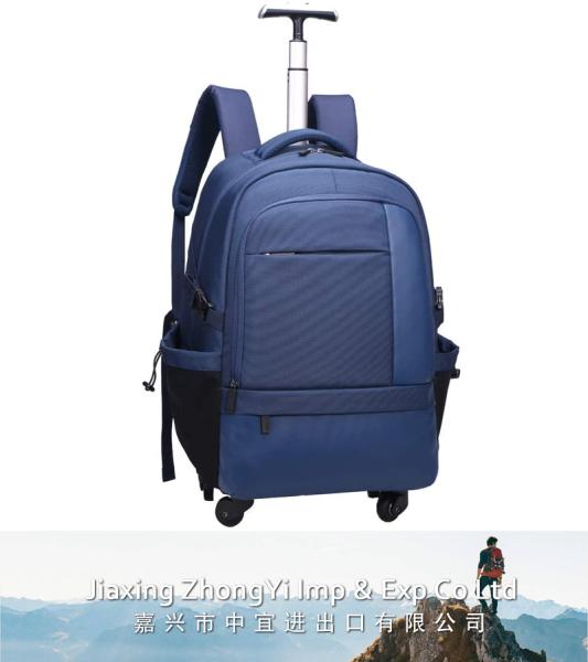 Water Resistant Rolling Wheeled Backpack, Laptop Compartment Bag
