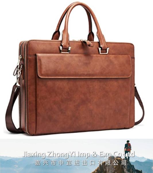 Wax Leather Briefcase, Laptop Vintage Shoulder Bag