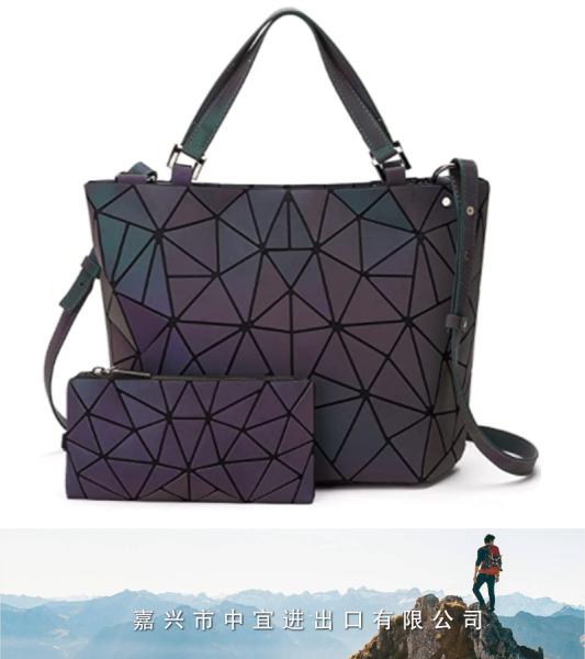 Women Geometric Holographic Glow Bag