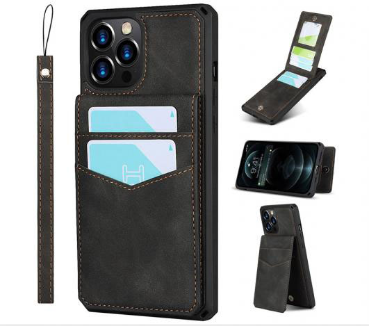 iPhone 12 Pro Max Wallet Case with RFID Blocking Card Holder,PU Leather Magnetic Buttons Portrait Stand with 7 Card Slots Flip Wrist Strap Shockproof Case for iPhone 12 Pro Max 6.7